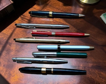 Vintage Mixed Ballpoint Pen  and Mechanical Pencil Collection of 8 (Cross, Schaeffer, Unmarked) for Display, Props, Parts