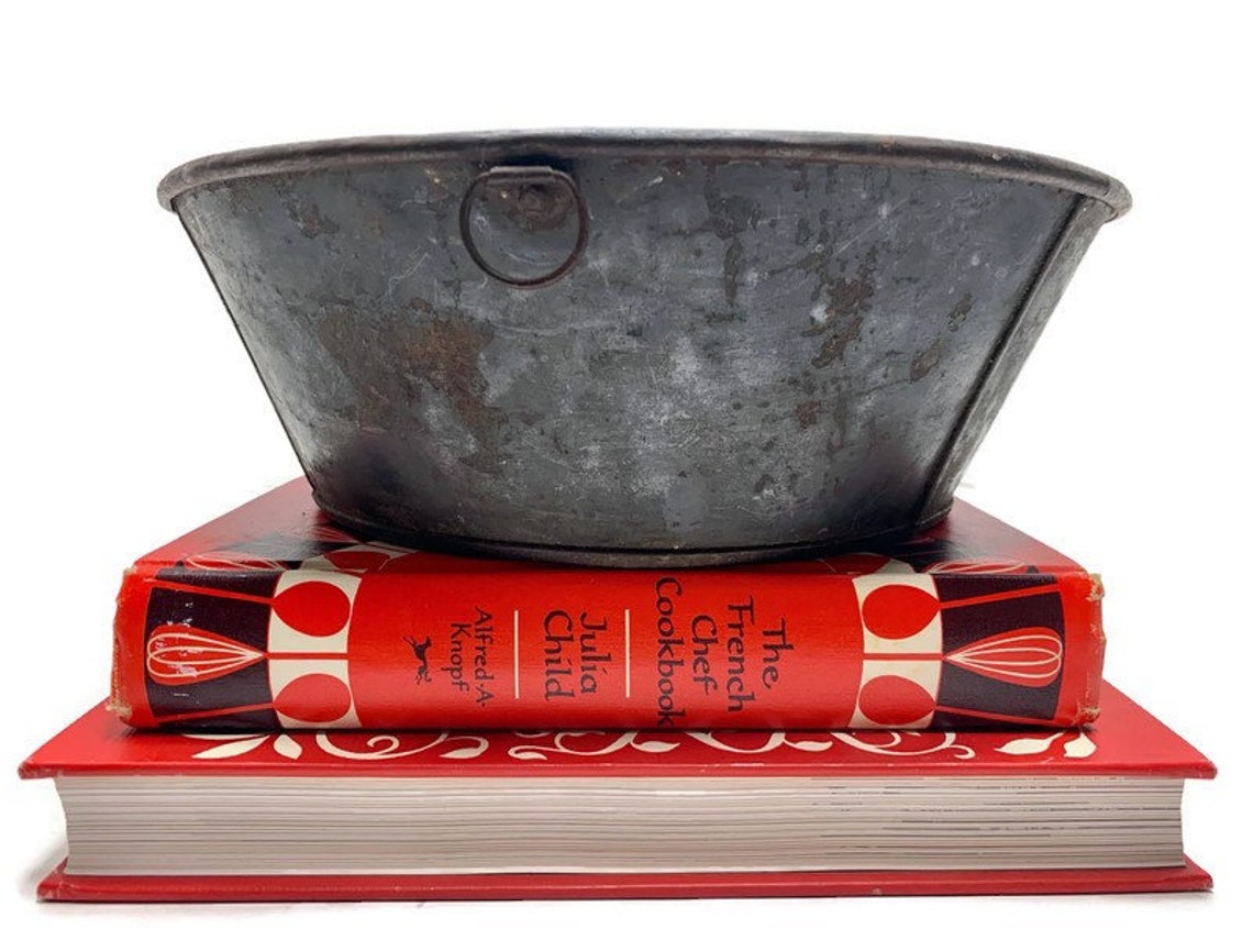 Primitive Antique Bowl Handmade Tin Wash Basin With Loop Etsy