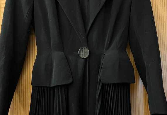 Black Maxi Dress/Coat with Pleated Skirt, Padded … - image 7