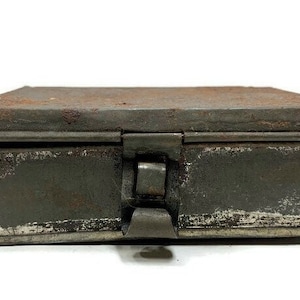 Miniature Tin Box, 19th Century Antique Primitive Handmade Tin Document Box, Hand Soldered
