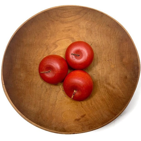 Tazón de madera grande, 11.5 "Vintage Granville Company mano convertido en fruta de madera dura o ensaladera hecha en Vermont, centro de mesa