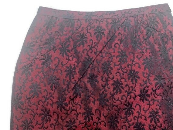 Women's Silk Skirt in Wine Red with Black Floral … - image 3