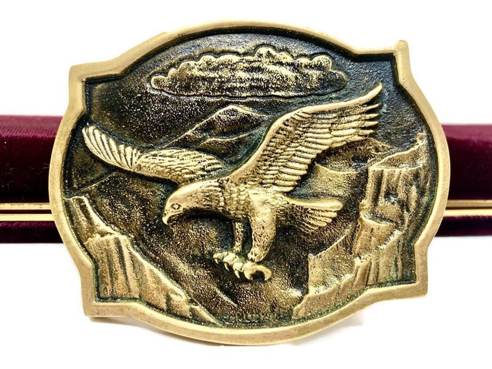 American Eagle Belt Buckle. Vintage Solid Brass Designed &amp; - Etsy