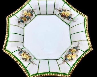 Antique Nippon Porcelain Bowls & Saucer: Gilded Floral Set