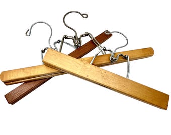 Vintage Wood & Metal Hangers - Set of 3 - Mid-Century Setwell