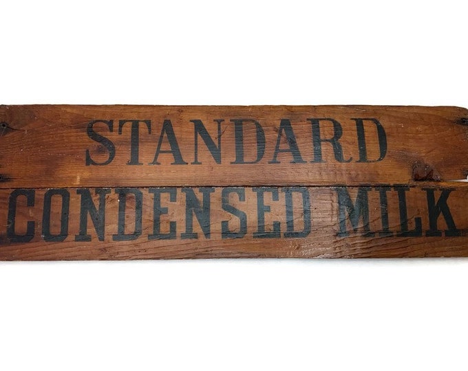 Vintage Wood Crate Sign With Hanger, Standard Condensed Milk, 19” X 6 ...