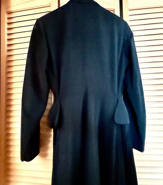 Black Maxi Dress/Coat with Pleated Skirt, Padded … - image 6