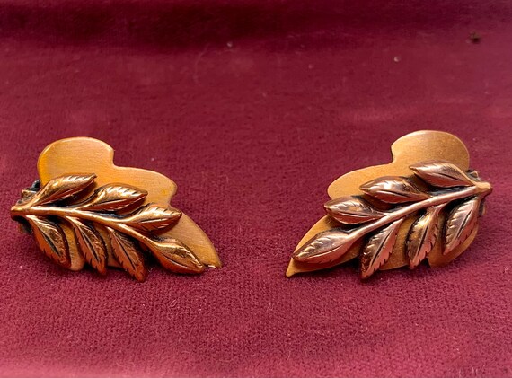 Vintage Renoir Copper Leaf Brooch and Earrings De… - image 8
