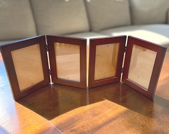 Pair of Double Hinged Wood Frames for 4” x 6” Photos