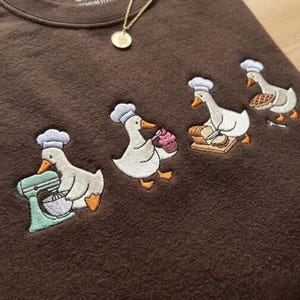 Baking Goose Embroidered Sweatshirt, Cute Chef Goose Crewneck, Bakery Lover Gift, Cottagecore Baking Shirt