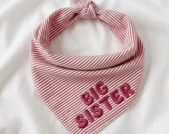 Personalized Big Sister Dog Bandana: Embroidered Pregnancy Announcement, Custom Pet Bandana, Pet Neckwear