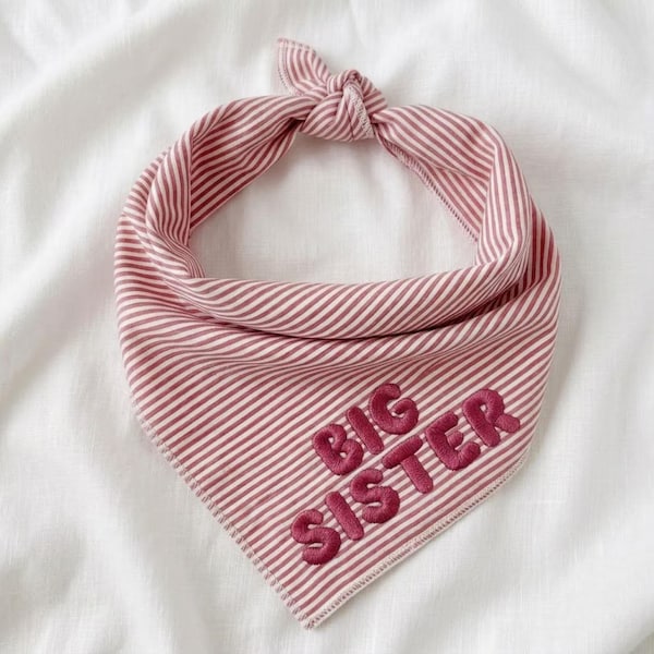 Personalized Big Sister Dog Bandana: Embroidered Pregnancy Announcement, Custom Pet Bandana, Pet Neckwear