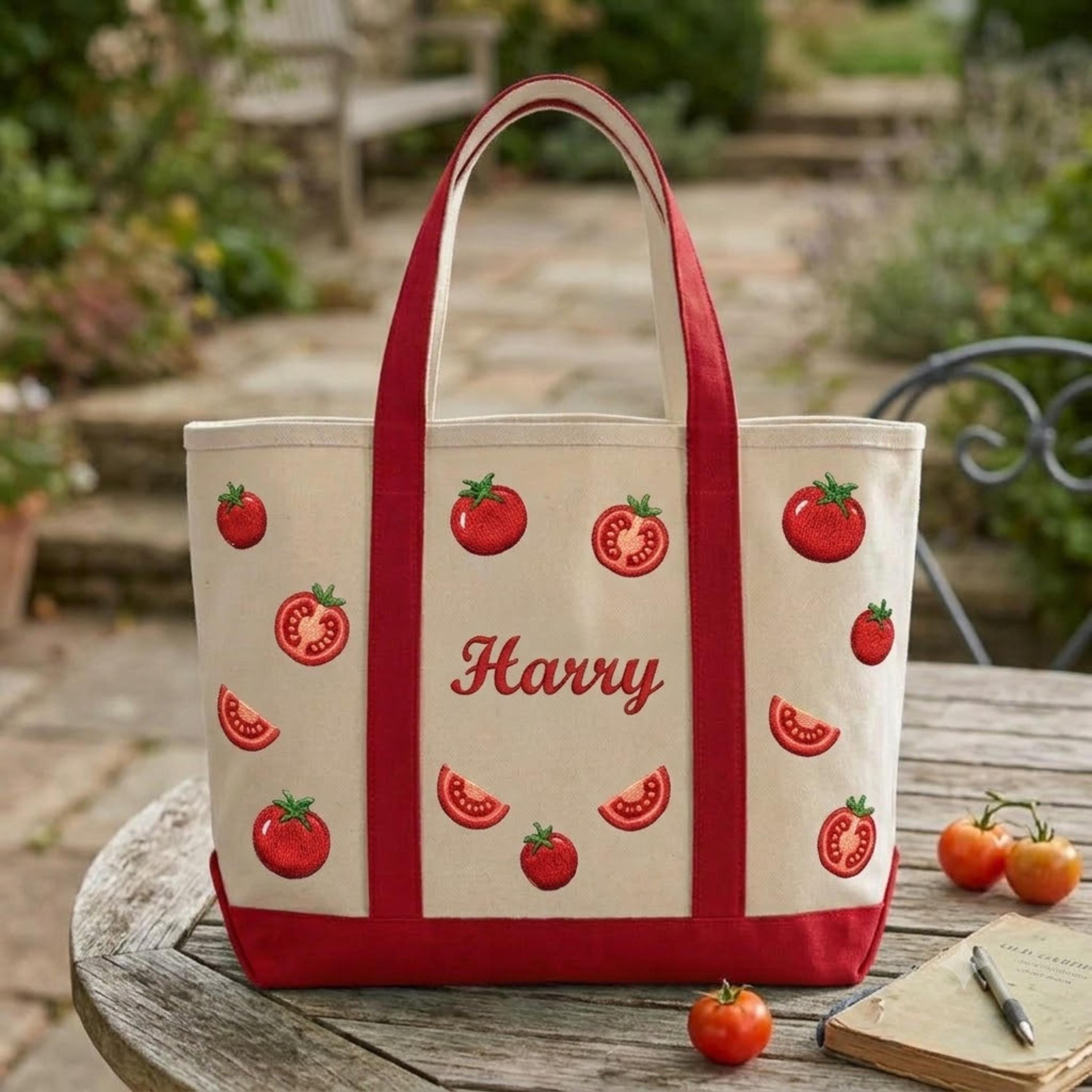 Embroidered Tomato Canvas Tote - Etsy
