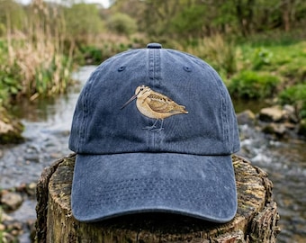 Embroidered American Woodcock Washed Hat, Wildlife Birdwatcher Cap, Minimalist Wildlife Hat, Bird Lover Gift, Cottagecore Animal
