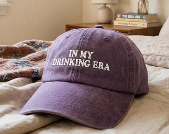 Funny In My Drinking Era Embroidered Hat, Bachelorette Party Washed Cap, Girls Trip Favors, Cocktail Lover Gift, Bridesmaid Accessories