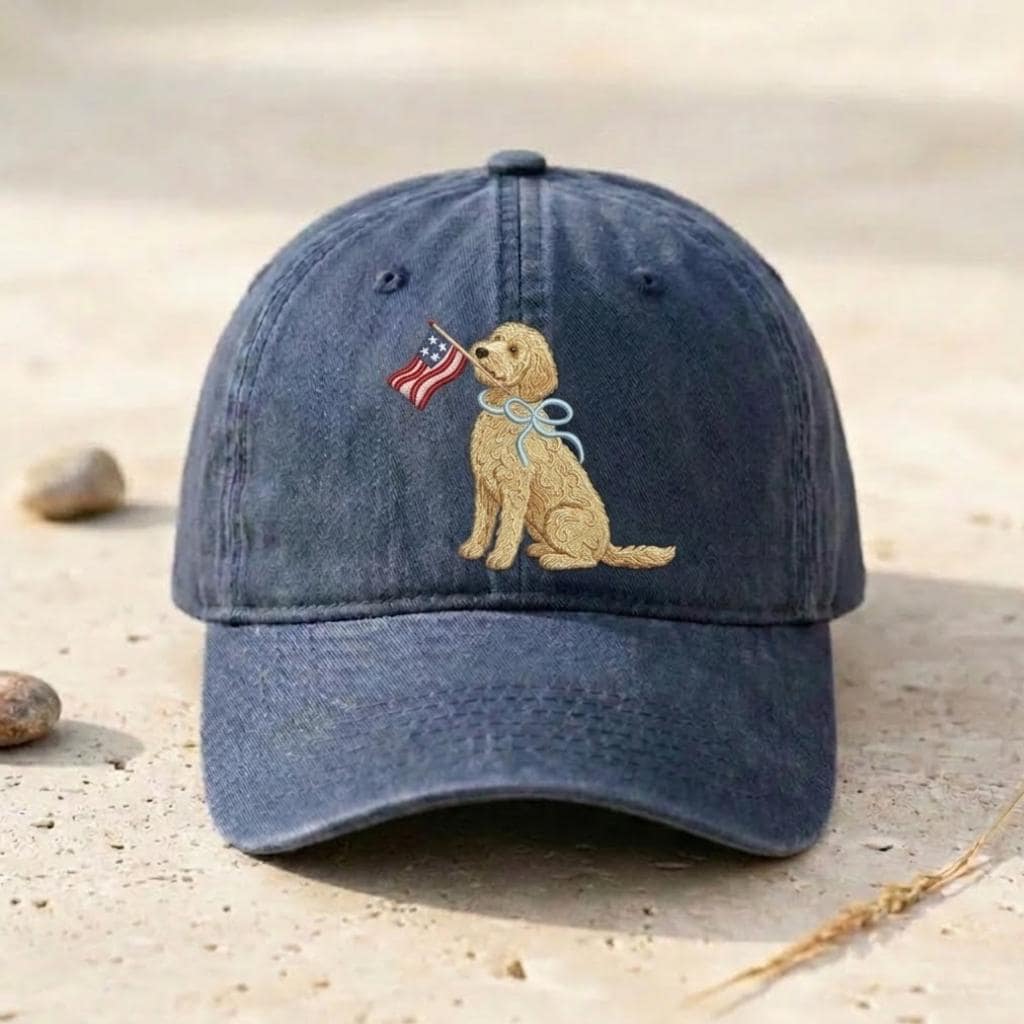Goldendoodle Patriotic Hat, 4th of July Embroidered Cap, American Flag…