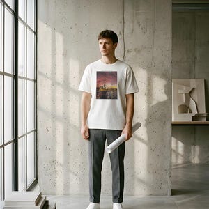 Sydney Opera House Jorn Utzon T-Shirt, Architecture Heavyweight Graphic Tee, Relaxed Garment-Dyed Cotton [US Edition]