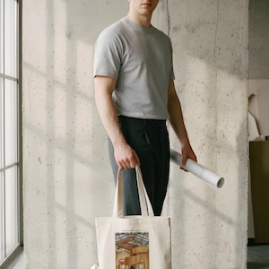Frank Gehry Art Gallery of Ontario Canvas Tote Bag, Heavyweight Modern Architecture Shoulder Bag, AGO Spiral Stairs Architect Student Gift
