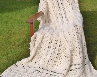 Hand spun Celtic pattern single bed quilt afghan