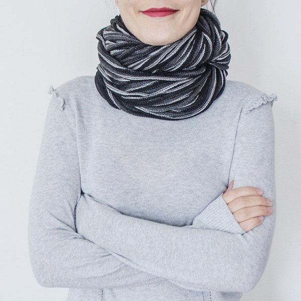 FOULARD / / Infinity éternité nouilles foulards coton mode cercle Neckwarmer collier Chunky cache-col Grey gris noir