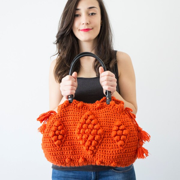 Orange Bag Tote Valentine's Day Bag Summer Tote Leather Bag Leather Tote Handmade Bag Unique Bag Designer Bag For Her