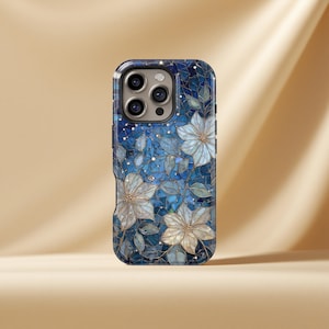 Custodia per telefono con motivo floreale blu, per iPhone 17, 16, 15, 14, 13, 12, 11 Pro Mini Max, custodia MagSafe, Samsung S25, S24, S23, S22, S21, S20 FE Plus Ultra