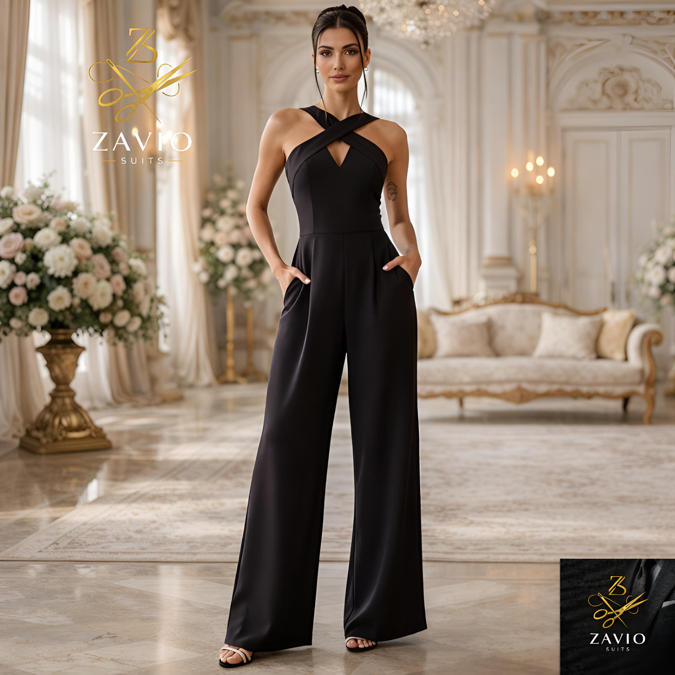 black formal jumpsuit dress Long Black Two-Piece Formal Prom Jumpsuit Black / 10