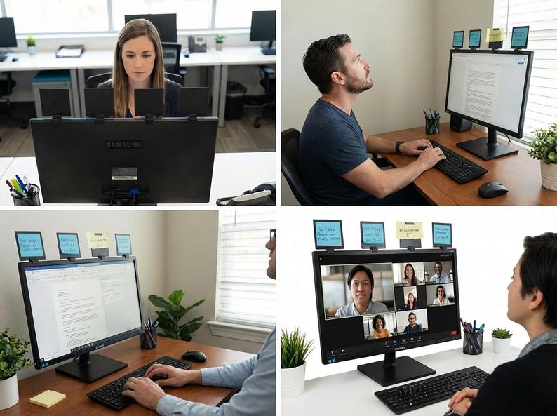 Clip-on Monitor Note Holder: Sticky and Plain Paper Note Display System ...