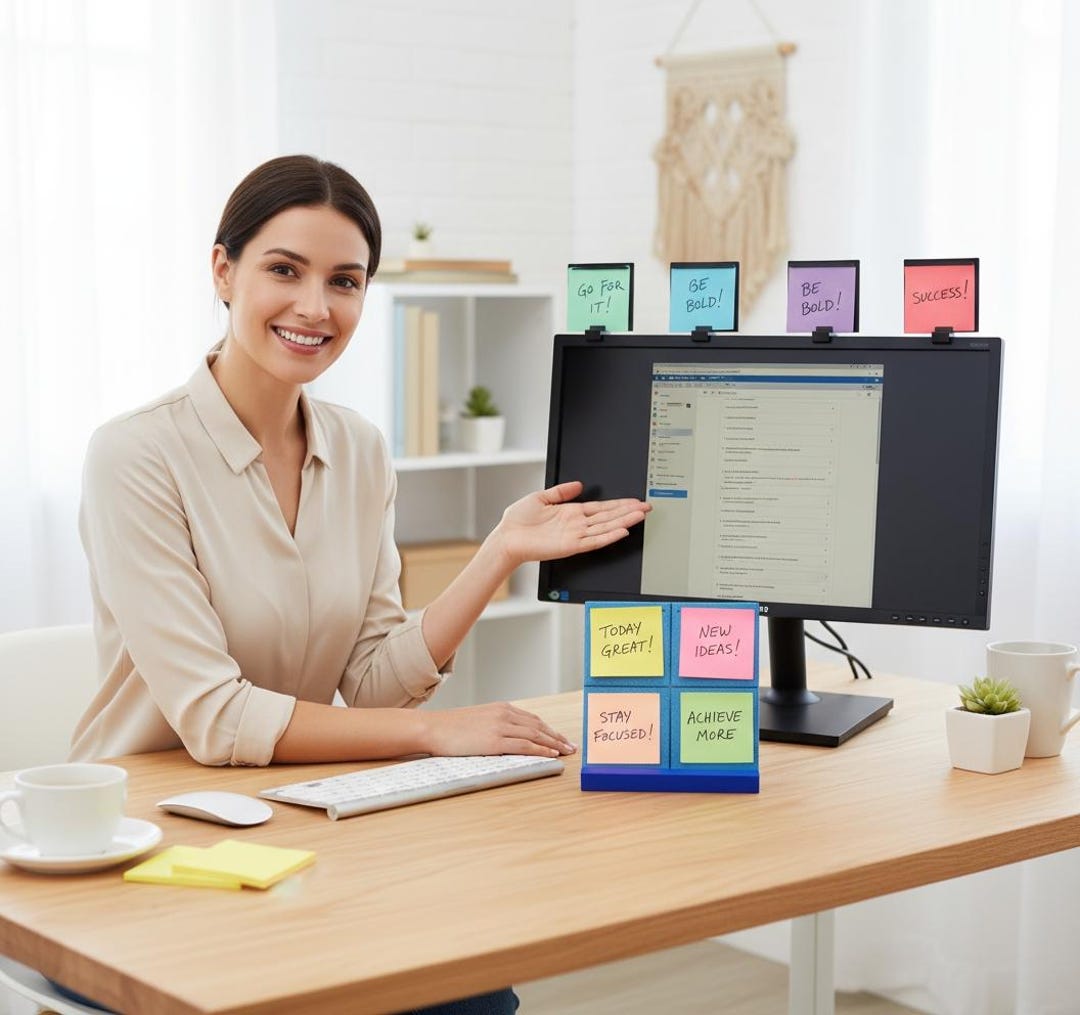Clip-on Monitor Note Holder: Sticky and Plain Paper Note Display System ...