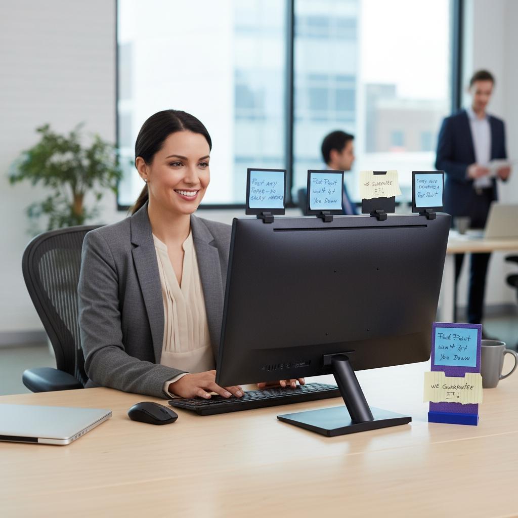Clip-on Monitor Note Holder: Sticky and Plain Paper Note Display System ...