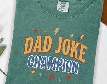 Dad Joke Champion Funny Graphic Tee Retro Vintage Fathers Day Present for Him