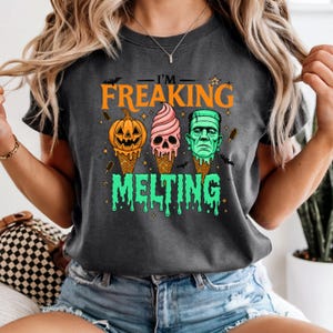 Funny Melting Horror Graphic Tee: Halloween Ice Cream Shirt