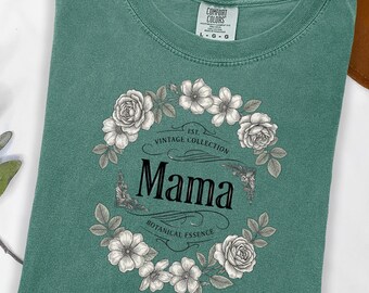 Vintage Botanical Mama T-Shirt: Antique Floral Mom Tee
