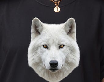 Arctic White Wolf T-Shirt: Minimal Wildlife Portrait Tee
