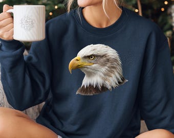Bald Eagle Profile Sweatshirt: Side View American Wildlife Portrait Crewneck
