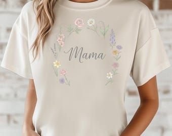 Birth Flower Mama T-Shirt: Personalized Style Mom Tee