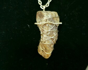 Topaz Handmade Wire Wrapped Necklace with Faux Silver Wire