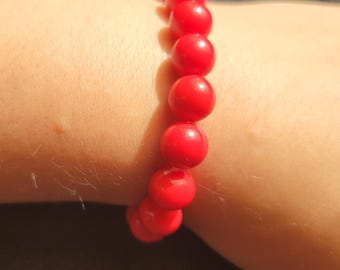 Red Beaded Bracelet Handmade