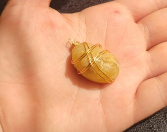 Gold Handmade Wire Wrapped Topaz Pendant