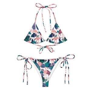 Flamingo Love print bikini, vacation, girls trip, beach, pool, swimwear