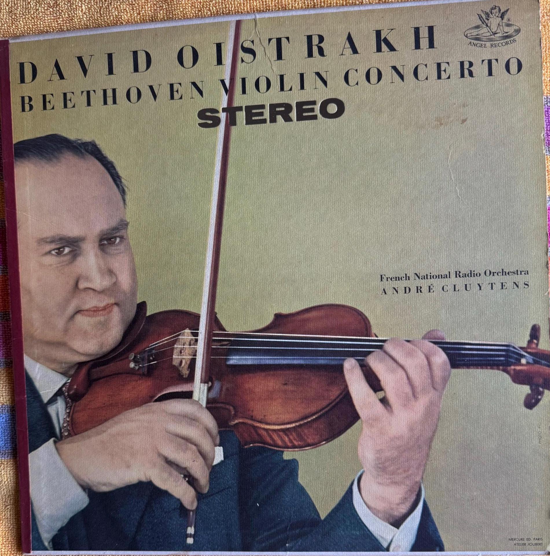 Vintage 1959 David Oistrakh Beethoven Violin Concerto in Stereo. French National Radio Orchestra Andre Cluytens. Very good plus condition.