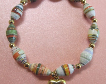 Down to Earth Paper Bead Stretch Bracelet
