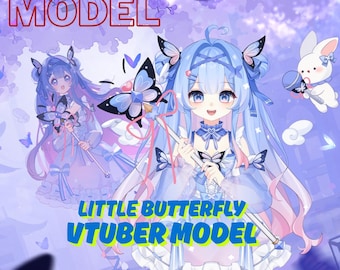 LIVE 2D Model Little Butterfly Vtuber Model for Sell [Premade Vtuber Model/YouTube Twitch Stream/FULLY RIGGED/Ready to use/Vtube Studio]