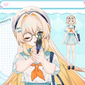 LIVE 2D-model glas zomer Vtuber-model voor verkoop [premade Vtuber-model/YouTube Twitch Stream/FULLY RIGGED/Klaar voor gebruik/Vtube Studio]