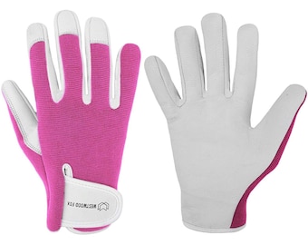 Leather Gardening Gloves Ladies Men Thorn Proof Garden Work Short Gloves UK