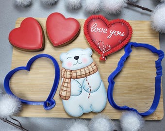 Valentine’s Day Cookie Cutter Set: Teddy Bear and Heart Balloon – STL File | 3D Printer Model (Instant Download)