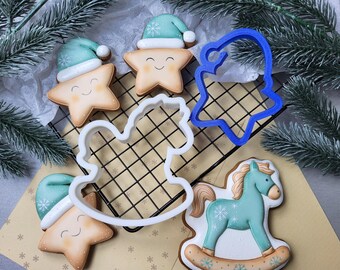 Christmas Horse and Star Cookie Cutters STL Set | 3D Printer Model (Instant Download)