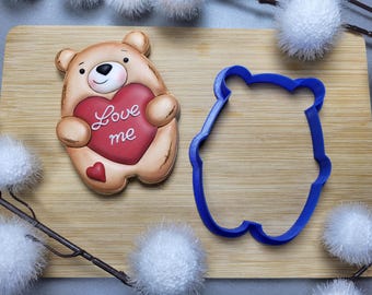 Teddy bear with a heart Cookie Cutter STL File | 3D Printer Model | One Size | Instant Download