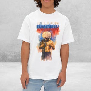ハビブ・ヌルマゴメドフ 水彩画 UFC シャツ MMA チャンピオン グラフィック Tシャツ ダゲスタン ファイター アパレル
