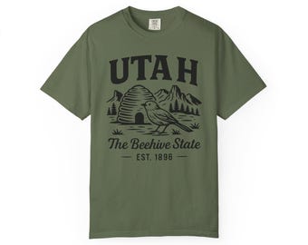 Vintage Style Utah T-Shirt, Beehive State Cotton Graphic Tee